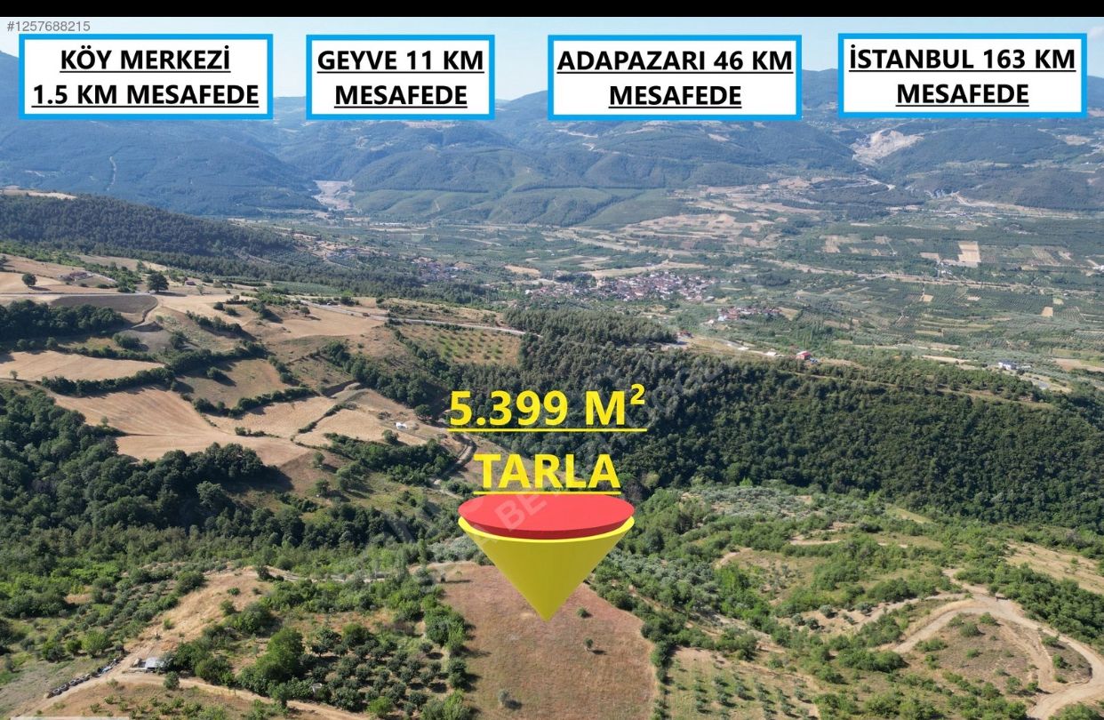 SAKARYA GEYVE KULFALAR KÖYÜNDE SATILIK MANZARALI ARAZİ